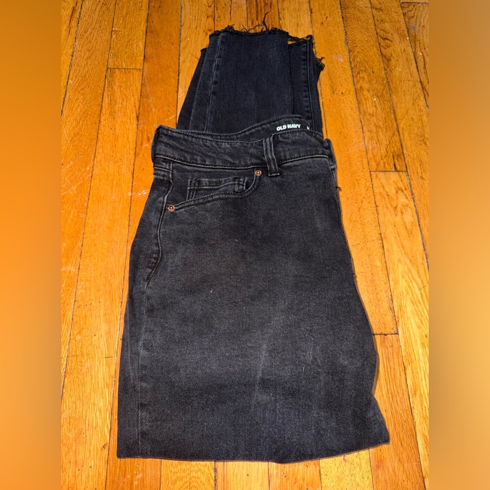 Old Navy Women’s High-Rise O.G. Loose Distressed Black Bootcut Jeans Size 14